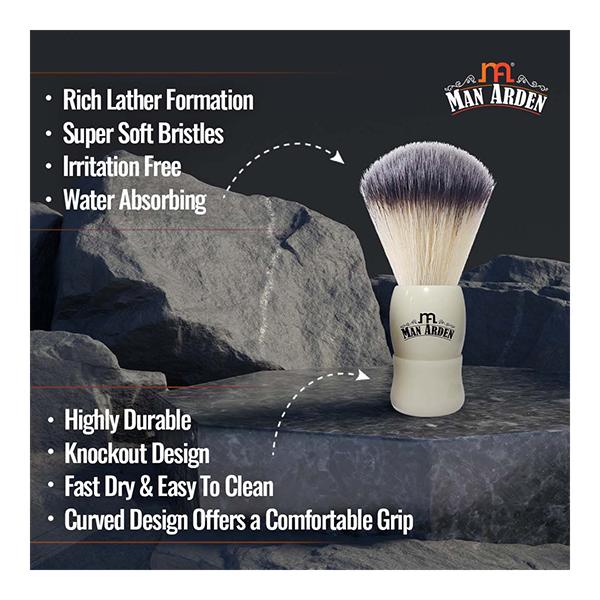Man Arden Royal White Shaving Brush + Refreshing Neem Shaving Cream 200 gm - Shaving Brushes