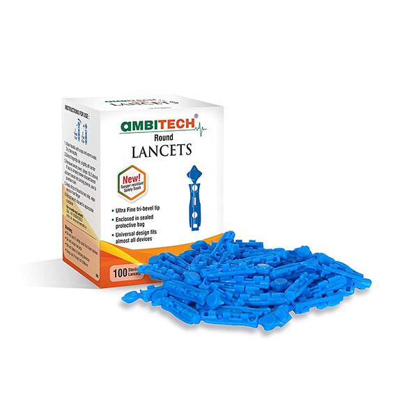 Ambitech Adjustable Lancing Device 1's + AmbiTech Round Lancets 100's - Blood Glucose Monitors/Strips