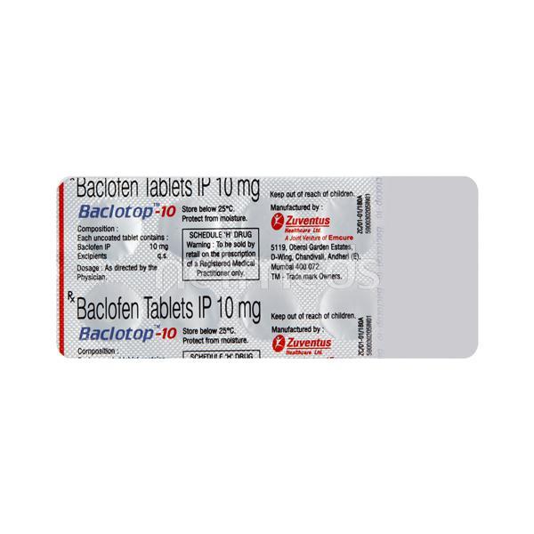 Baclotop 10mg Tablet 10'S - Muscle Cramps/Spasticity-Mus