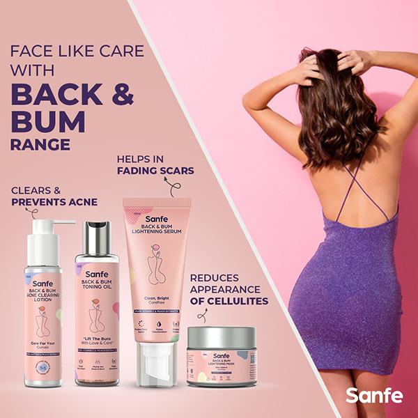 Sanfe Back & Bum Toning Oil - Pure Vitamin C & Peach Extracts 100 ml - Lotions & Creams