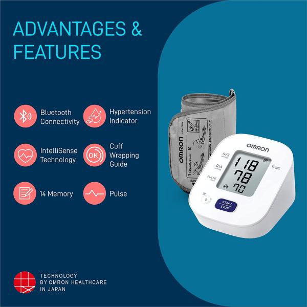 Omron Digital Blood Pressure Bluetooth Monitor With Cuff Wrapping (HEM 7140T1) - Health Monitors And Equipment