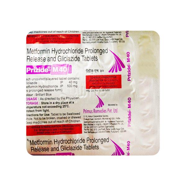 PRIZIDE M 40 Tablet 15's - Diabetes-Ant