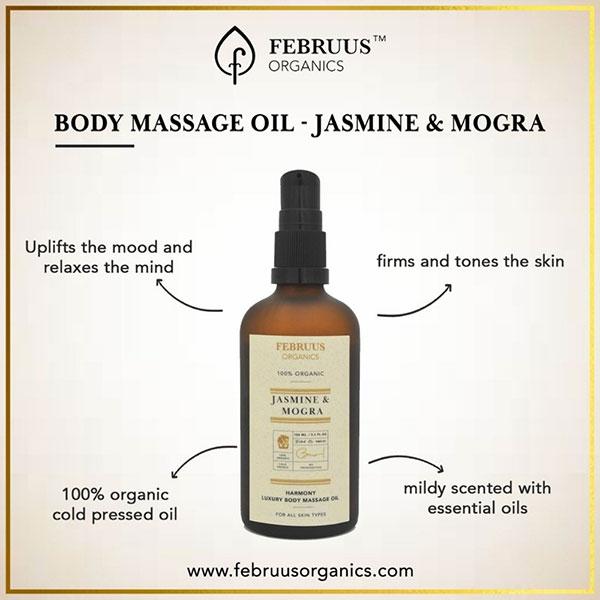 Februus Organics Harmony Luxury Body Massage Oil - Jasmine & Mogra 100 ml - Massage Oils