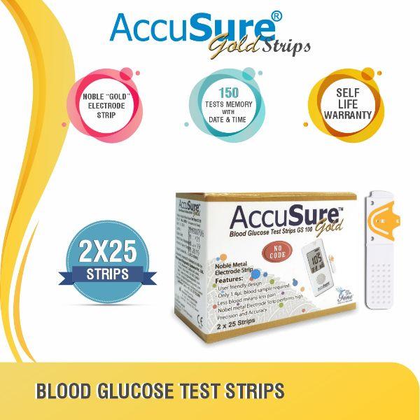 AccuSure Gold Blood Glucose Test Strip 50's - Blood Glucose Monitors/Strips