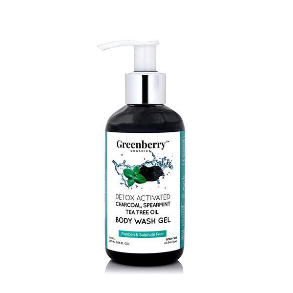 Greenberry Organics Body Wash Gel - Activated Charcoal, Spearmint & Tea Tree Oil 200 ml - Shower Gels & Body Wash