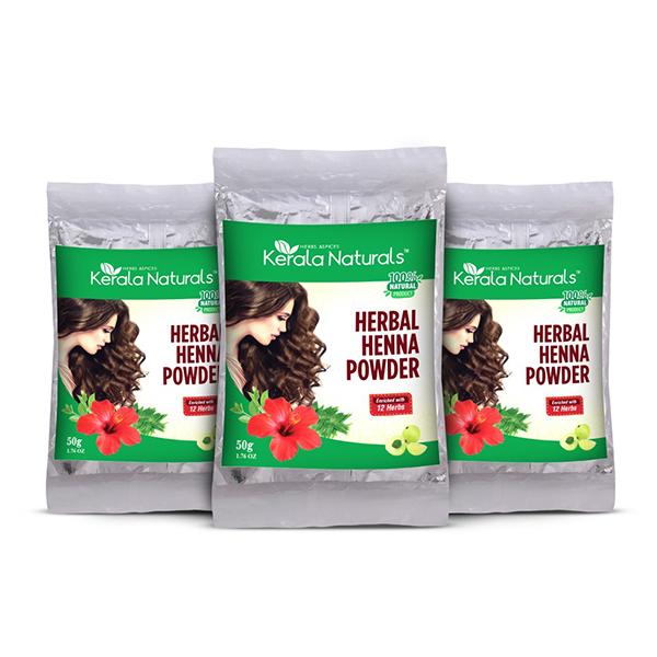 Kerala Naturals Herbal Henna Powder (Pack of 3 x 50 gm) - Henna