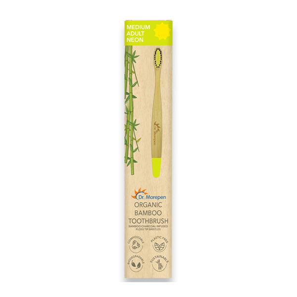 Netmeds | Dr.Morepen Organic Bamboo Adult Neon Toothbrush - Medium 1's