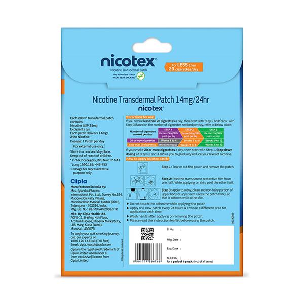 Nicotex Nicotine Transdermal 14 mg Patch - Nicotine Gums/Lozenges