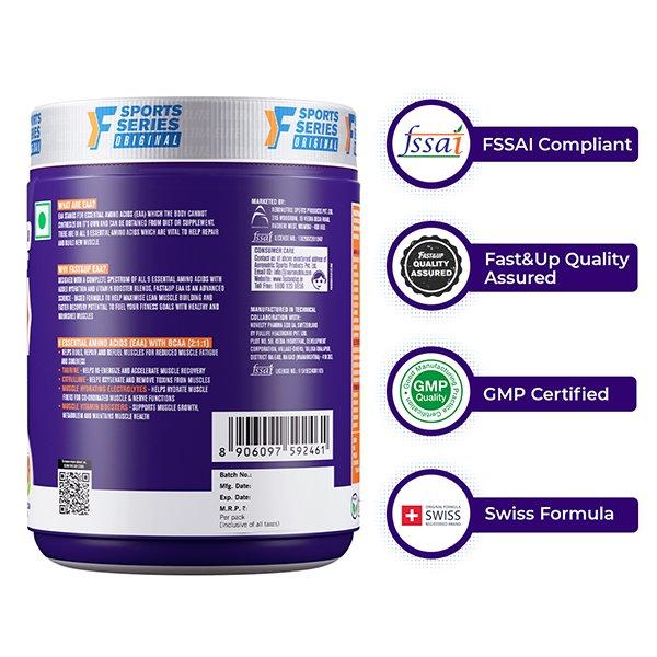 Fast&Up EAA Intra Training Supplement (30 Servings) - Watermelon Splash Flavour 390 gm - Workout Essentials
