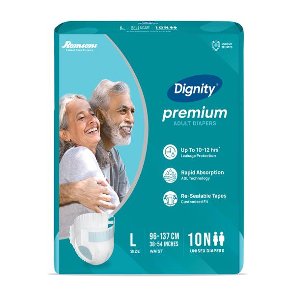 Netmeds | Dignity Premium Adult Diapers (L) 10's