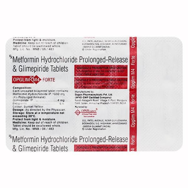 OPGLIM M FORTE 4 Tablet 10's - Diabetes-Ant