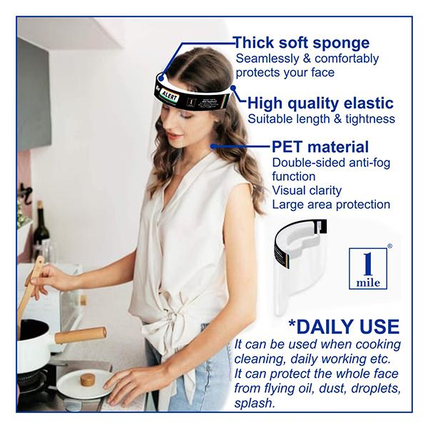 1Mile Protective Face Shield - Be Alert (400 Micron) - Face Masks