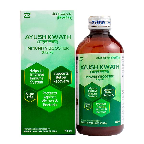 Zys-Co-Vir Ayush Kwath Immunity Booster Liquid 200 ml + Tablet (10 x 10's) Combo Pack - Menthol Flavour - Vitamin C