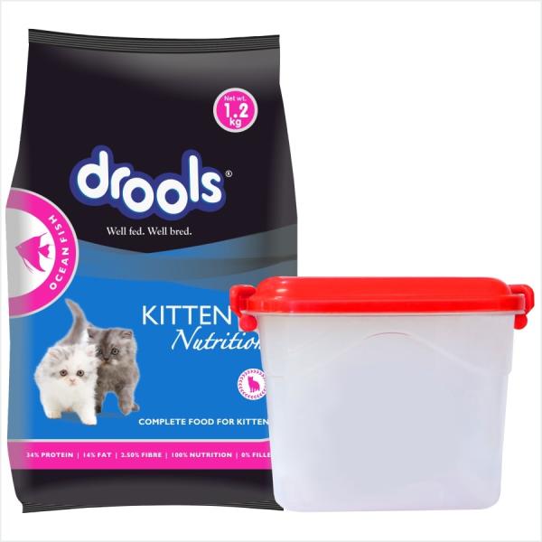 Netmeds | Drools Kitten(1-12 Months) Dry Cat Food, Ocean Fish with Free Container 1200 gm