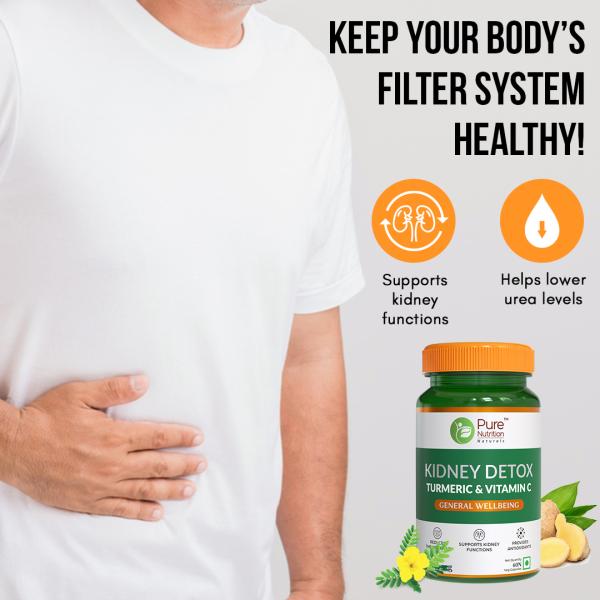 Pure Nutrition Kidney Detox Turmeric & Vitamin C 500 mg Veg Capsule 60's - Vital Health