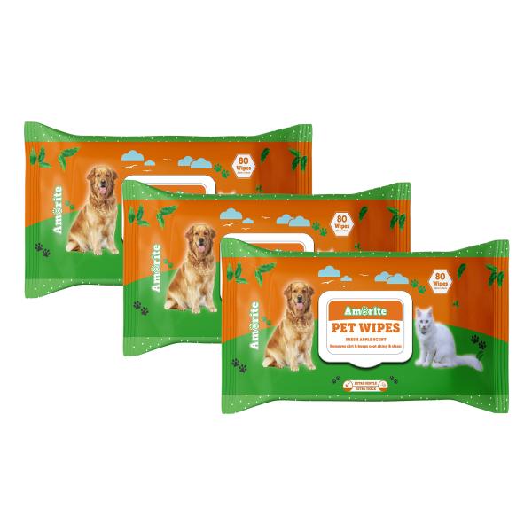 Netmeds | Amorite Pet Wipes For Dogs & Cats (Pack Of 3 X 80S) 1'S