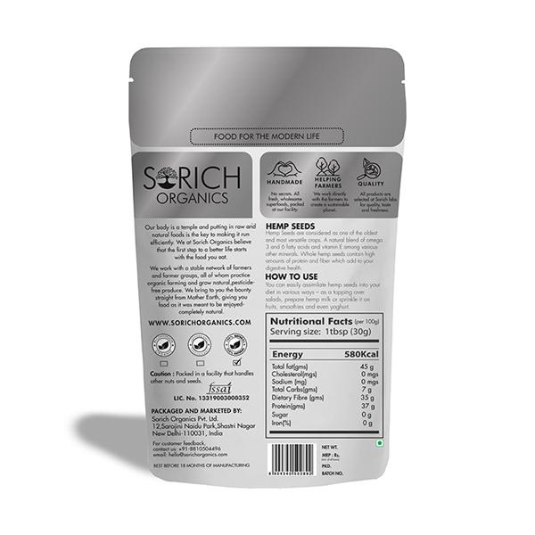 Sorich Organics Raw Hemp Seeds 200 gm - Nutritional Bars