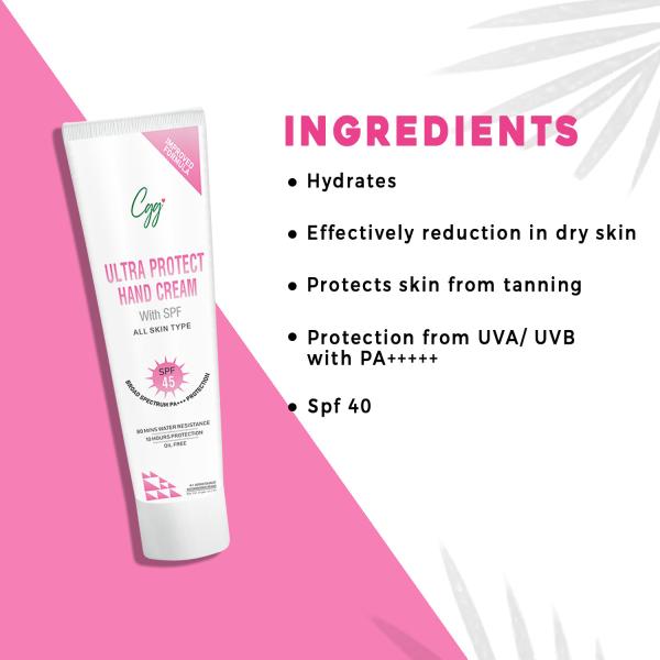 CGG Cosmetics Ultra Protect Hand Cream SPF 45 Broad Spectrum PA+++ Protection 100 gm - Hand Creams