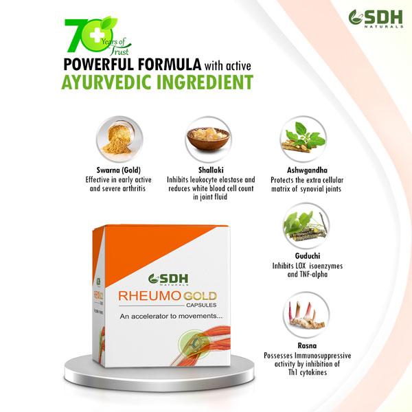 Shree Dhanwantri Herbals Rheumo Gold Capsule (Pack of 5 x 10's) - Speciality Medicines