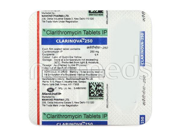 Clarinova 250mg Tablet 6'S - Bacterial Infections-Mac