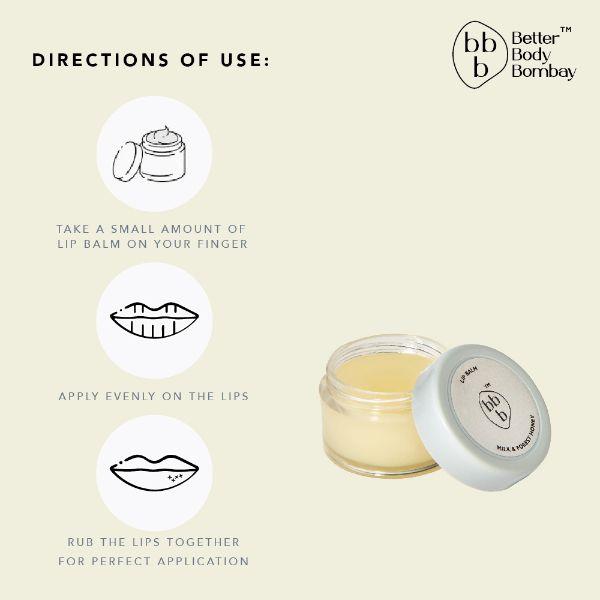 BBB Better Body Bombay Lip Balm- Milk & Forest Honey 10 gm - Lip Balms