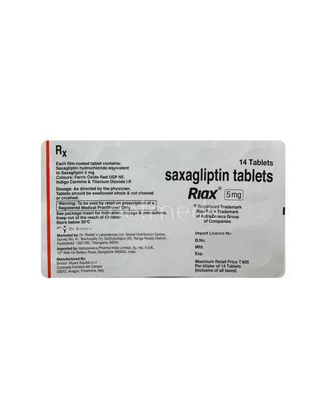 Riax 5mg Tablet 14'S - Diabetes-Ant