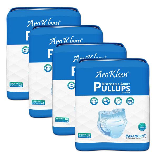 Netmeds | AroKleen Premium Pull Ups Disposable Adult Diaper (M) (61 cm - 115 cm) (Pack of 4 x 10's) 1's