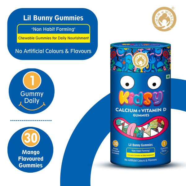 Mom & World Calcium + Vitamin D Lil Bunny Gummies - Mango 30's - Nutritional Bars