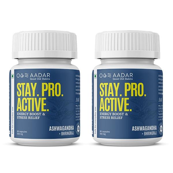 Netmeds | AADAR Stay Pro Active Energy Boost & Stress Relief 500 mg Capsule (Pack of 2 x 60's)