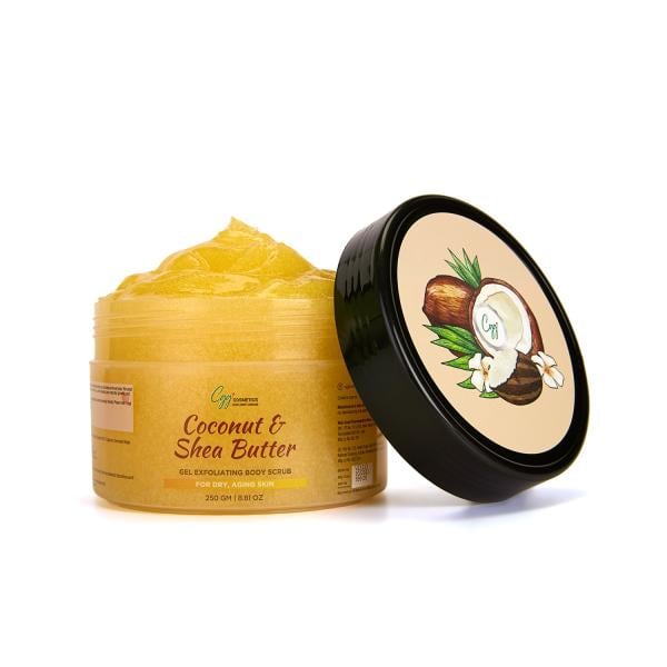 Netmeds | CGG Cosmetics Coconut & Shea Butter Gel Exfoliating Body Scrub- Dry Aging Skin 250 gm