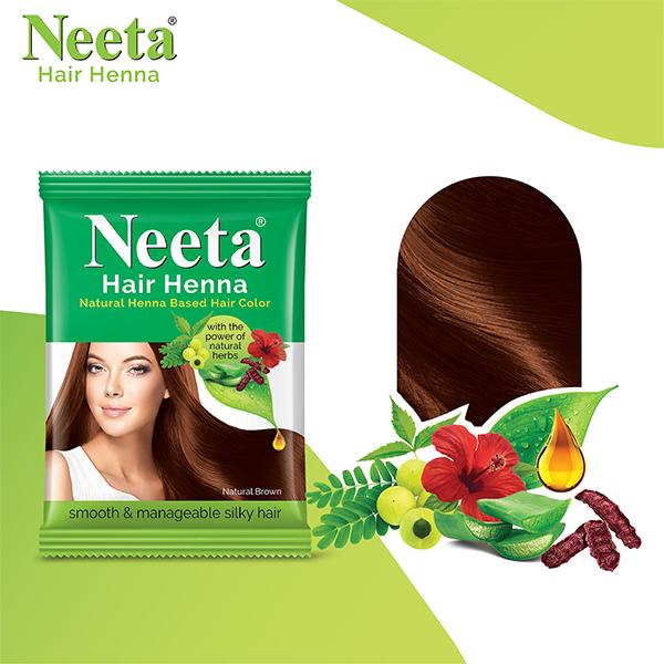 Neeta Hair Henna Hair Color - Natural Brown 125 gm - Henna