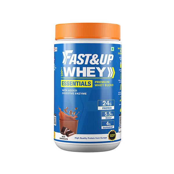 Netmeds | Fast&Up Whey Essentials Premium Whey Blend Powder - Rich Chocolate 480 gm