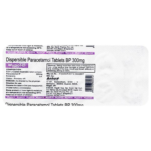 MYPOL 300mg Dispersible Tablet 10's - Fever-Ana