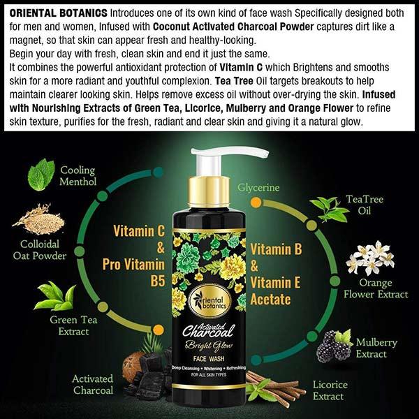 Oriental Botanics Activated Charcoal Bright Glow Face Wash 200 ml - Face Wash & Cleansers