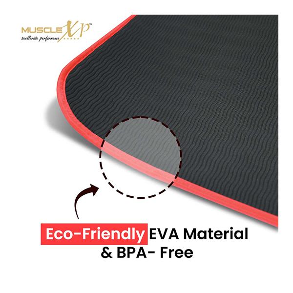 MuscleXP EVA Yoga Mat with Carrying Strap - Black 1's - Workout Essentials