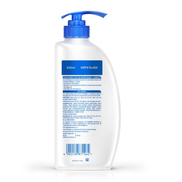 Head & Shoulders 2-in-1 Anti-Dandruff Shampoo + Conditioner - Cool Menthol 650 ml - Shampoos