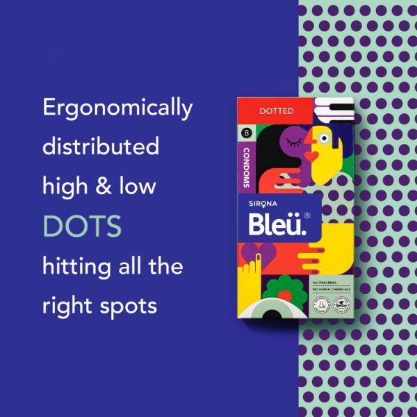 Bleu High Grade Natural Latex Dotted Condoms (Pack of 2 X 8's) - Plain/Flavoured Condoms