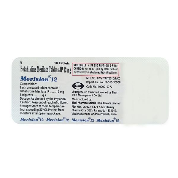 Merislon 12mg Tablet 10'S - Vertigo-Ant