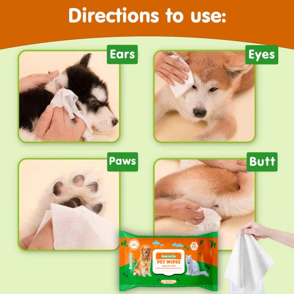 Amorite Pet Wipes For Dogs & Cats (Pack Of 12 X 80S) 1's - Pet accessories