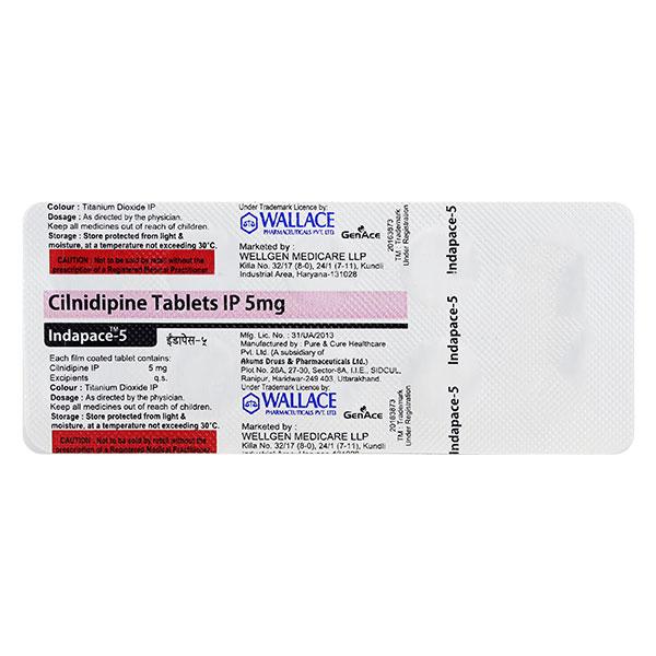 INDAPACE 5 Tablet 10's - Hypertension-Cal