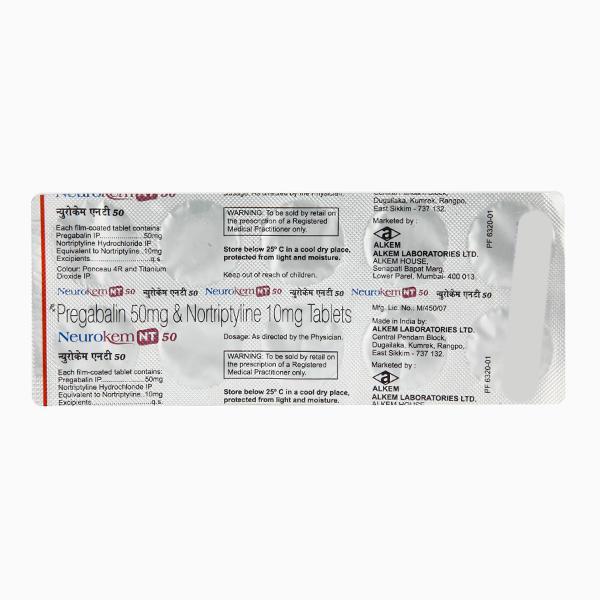 Neurokem NT 50mg Tablet 10'S - Neuropathic Pain-Dru