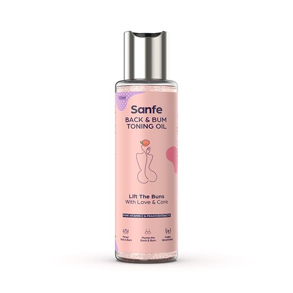 Netmeds | Sanfe Back & Bum Toning Oil - Pure Vitamin C & Peach Extracts 100 ml