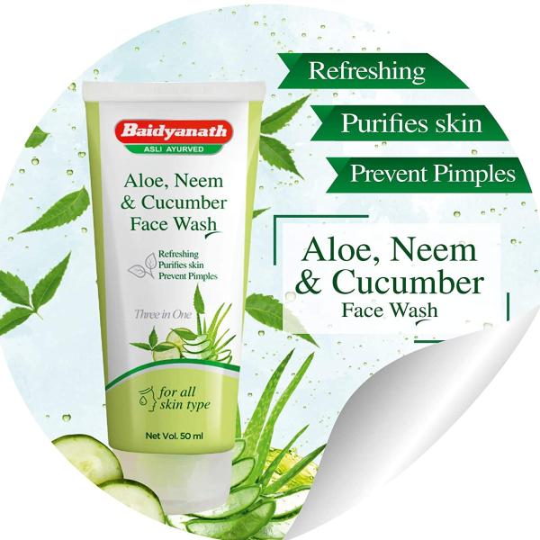 Baidyanath Aloe Neem Cucumber Face Wash 100 ml - Personal Care (Ayush)