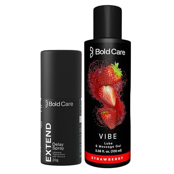 Netmeds | Bold Care Lube Combo Pack (Vibe Lube 100 ml - Strawberry + Extend Delay Spray 20 gm)