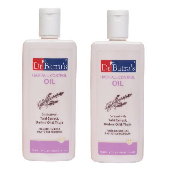 Netmeds | Dr Batra's Hair Fall Control Oil - Tulsi Extract, Brahmi Oil & Thuja (Pack of 2 x 200 ml)