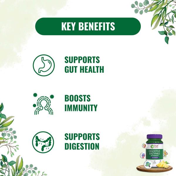 Pure Nutrition Digestive Enzymes with Bromelain 840 mg Veg Capsule 60's - Digestive Health