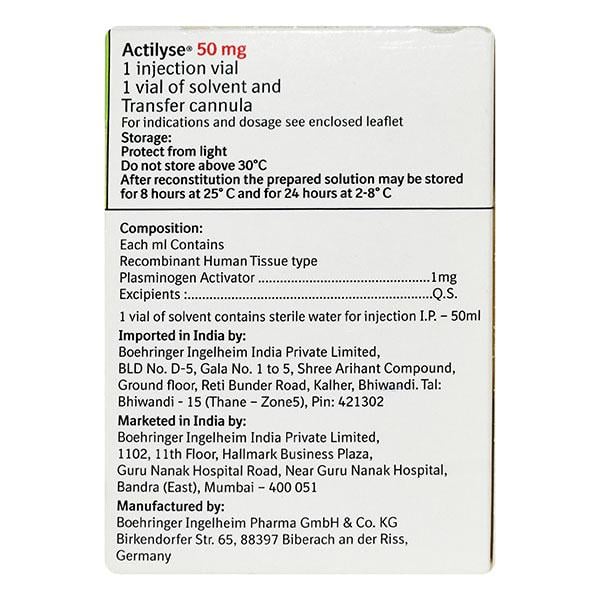 Actilyse 50mg Injection 50ml - Blood Clot-Ant