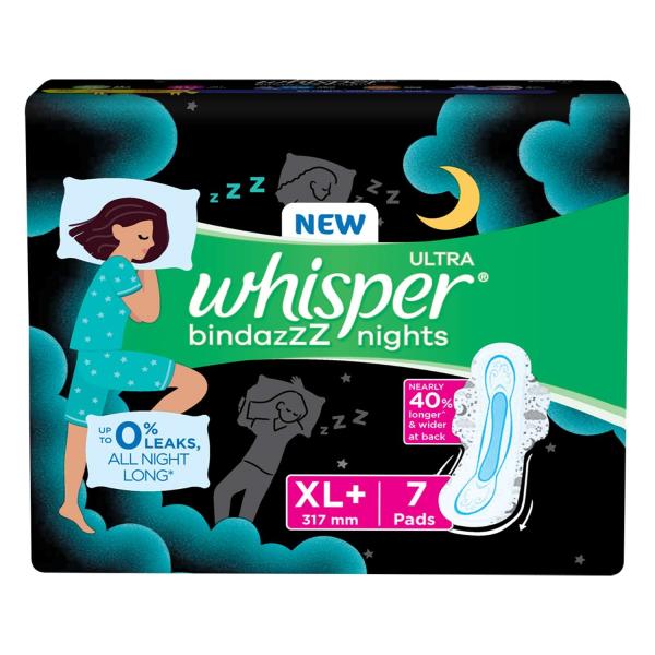 Whisper Bindazzz Nights Sanitary Pads (XL+) 7's - Sanitary Napkins