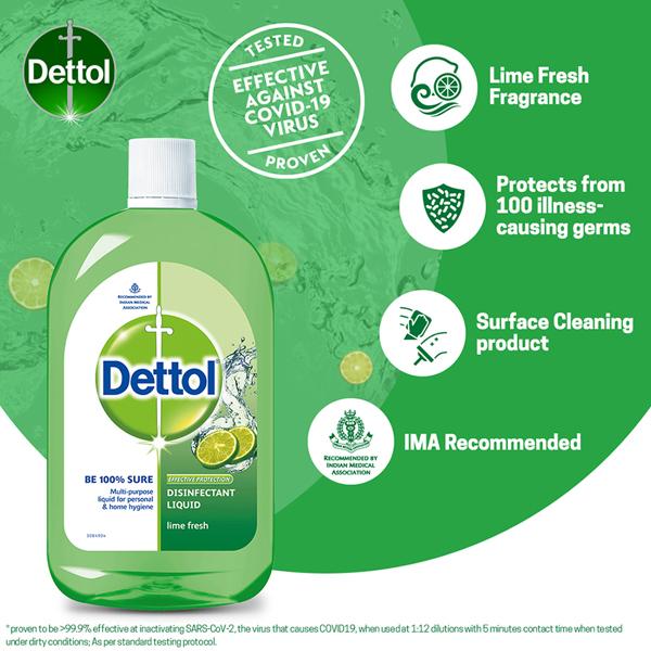 Dettol Effective Protection Disinfectant Liquid - Lime Fresh 1000 ml - Hand Sanitizer