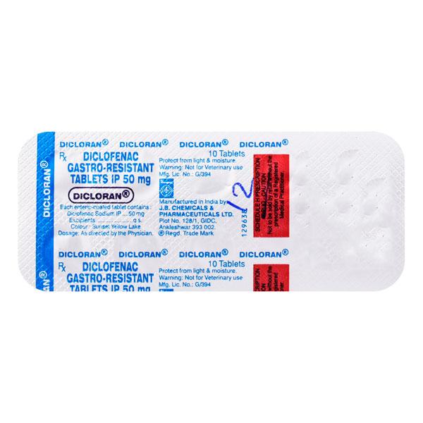 Dicloran 50mg Tablet 10'S - Pain relief-Nsa